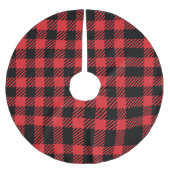 赤タータンチェッククリスマスツリーのベースカバーアップ ブラッシュドポリエステルツリースカート (正面)