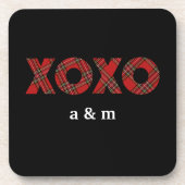 赤タータンチェッククリスマスパターン コースター (正面)