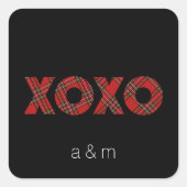 赤タータンチェッククリスマスパターン スクエアシール (正面)