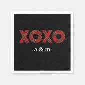 赤タータンチェッククリスマスパターン スタンダードカクテルナプキン (正面)