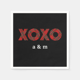 赤タータンチェッククリスマスパターン スタンダードカクテルナプキン