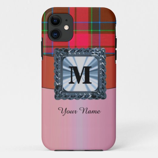 赤タータンチェックプライドパーソナライズされたモノグラム Case-Mate iPhoneケース (裏面)
