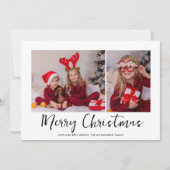 赤タータンチェックミニマルのクリスマスフォト シーズンカード (正面)