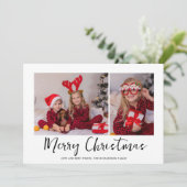 赤タータンチェックミニマルのクリスマスフォト シーズンカード (スタンド正面)