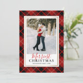 赤タータンチェックメリーのクリスマス写真 シーズンカード (スタンド正面)