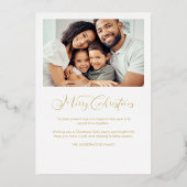 赤タータンチェックモダンクリスマスツリースターフォトファミリー 箔シーズンカード (裏面)