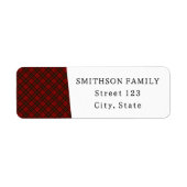 赤タータンチェック格子冬クリスマスパターン ラベル (正面)