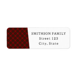 赤タータンチェック格子冬クリスマスパターン ラベル