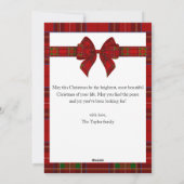 赤タータンチェック格子縞スコットランドのクリスマスフォト シーズンカード (裏面)