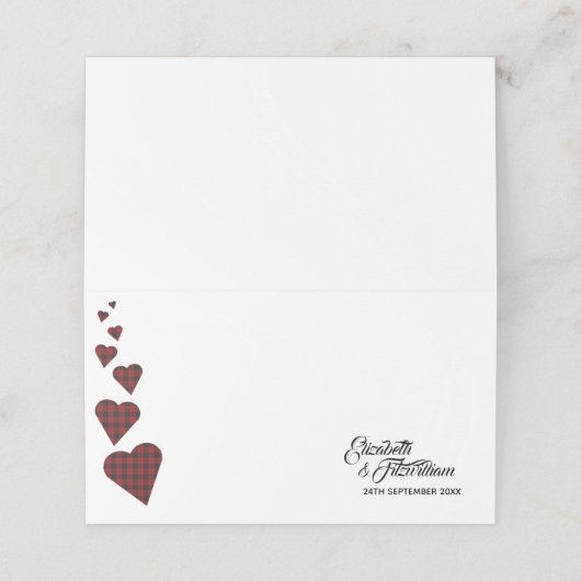 赤タータンチェック表座席表又は護送カード プレイスカード (外部開封)