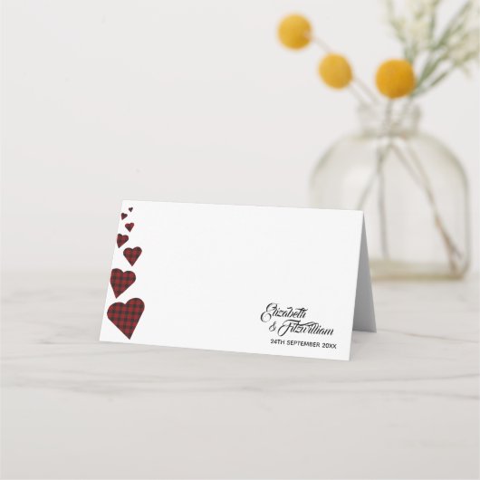 赤タータンチェック表座席表又は護送カード プレイスカード (正面)