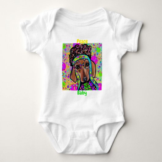 赤ダシュント ベビーボディスーツ (正面)