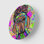 赤ダシュント ラウンド壁時計 (傾斜)