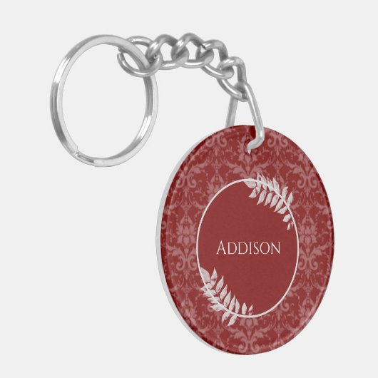 赤ダマエレガントスクパーソナライズされたキーチェーン キーホルダー (正面左)