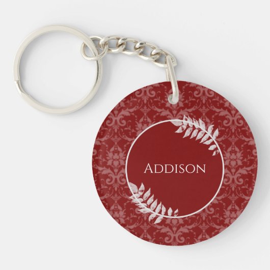 赤ダマエレガントスクパーソナライズされたキーチェーン キーホルダー (正面)