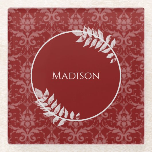 赤ダマエレガントスコーパーソナライズされたター ガラスコースター (正面)