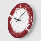 赤ダマスクエレガント渦巻き ラージ壁時計 (傾斜)