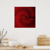 赤ダマスクハート ポスター (キッチン)