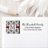 赤ダマスクモノグラム差出人住所ラベル ラベル (インサイチュ)