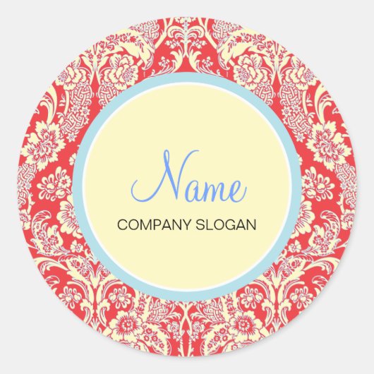 赤ダマスク封筒 |商品シール ラウンドシール (正面)