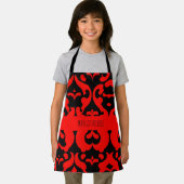 赤ダマスク花植物模様 エプロン (インサイチュ)