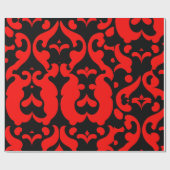 赤ダマスク花植物模様 ラッピングペーパー (フラット)