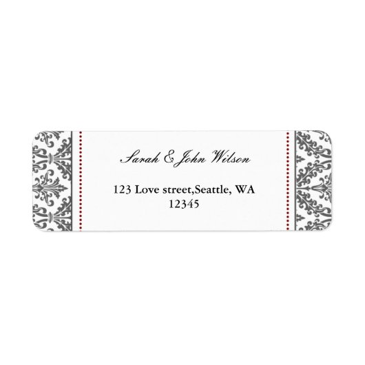 赤ダマスク，差出人住所ラベル ラベル (正面)