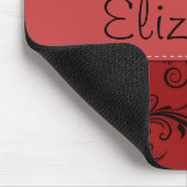 赤ダマスク、赤ストライプいストライプの、お名前 マウスパッド (コーナー)