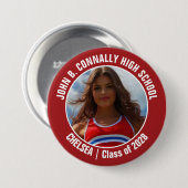 赤チアリーダー写真高校精神 缶バッジ (正面&裏面)