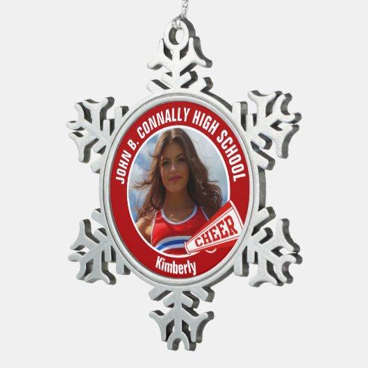 赤チアリーダー写真高校 スノーフレークピューターオーナメント (右)