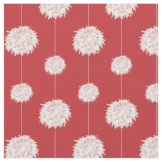 赤チアリーダーpom pomパターン ファブリック (クローズアップ)