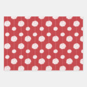 赤チアリーダーpom pomパターン ラッピングペーパーシート (正面3)