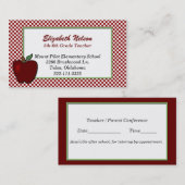 赤チェッカーボードとアップル先生の名刺 名刺 (正面/裏面)