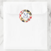 赤チェックのひまわり感謝祭 ラウンドシール (バッグ)