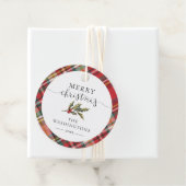 赤チェックエレガントメリークリスマス フェイバータグ (インサイチュ)