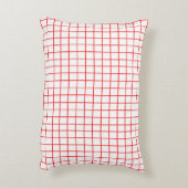 赤チェックギンガムストライプ格子柄細線 アクセントクッション (裏面(縦))