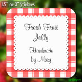 赤チェック白Doilyカスタムステッカー スクエアシール