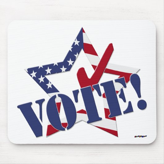 赤チェック青VOTEとアメリカ国旗の星 マウスパッド (正面)