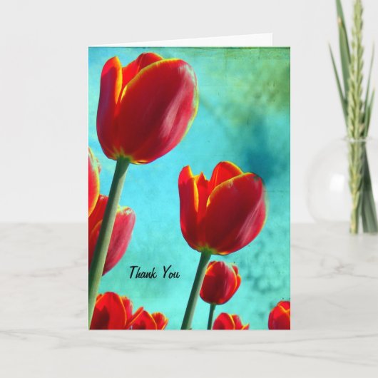 赤チューリップありがとう サンキューカード (正面)