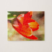 赤チューリップの花 ジグソーパズル (横)