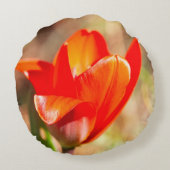 赤チューリップの花 ラウンドクッション (裏面)