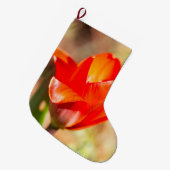 赤チューリップの花 ラージクリスマスストッキング (正面 (吊り時))