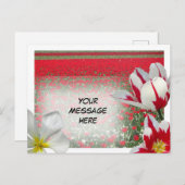 赤チューリップフィールドと赤い白チューリップDIYポストカード ポストカード (正面/裏面)