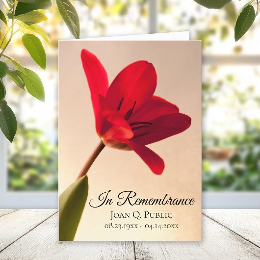 赤チューリップフラワー春葬儀折り畳み プログラム