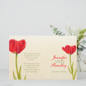 赤チューリップ水彩芸術結婚式プログラム (スタンド正面)