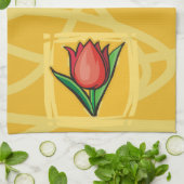 赤チューリップ キッチンタオル (折り畳み)