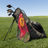 赤チューリップ ゴルフタオル (グリーン)