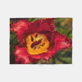 赤チューリップ フリースブランケット