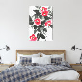 赤ツバキ墨色と水色絵画の キャンバスプリント (インサイチュ (寝室))