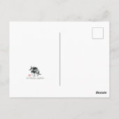 赤ツバキ墨色と水色絵画の ポストカード (裏面)